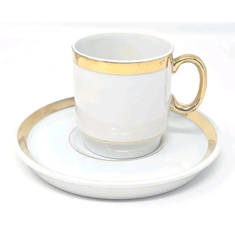 Vtg 6 Royal Crown Midas Touch 24K Gold Trim Tea Cup‎ Demitasse Saucer Set U251